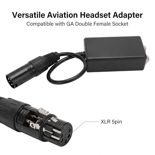 Adaptador para Auriculares de Aviación GA Dual Hembra a XLR 5 Pines miniatura 5