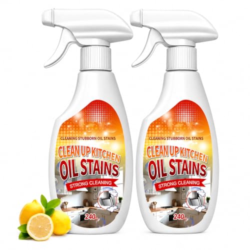 2 PCS Clean Up Kitchen Oil Stains Spray Kitchen Cleaner Spray Heavy Oil Cleaner Stain All-Purpose Cleaning Spray for Kitchens Oil Stain Remover - 240ML/8.45 FL.Oz