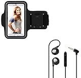Pack Pack Sport pour WIKO Y81 Smartphone (Brassard de Sport + Ecouteurs Plat avec Micro) Courir T7 (Noir)