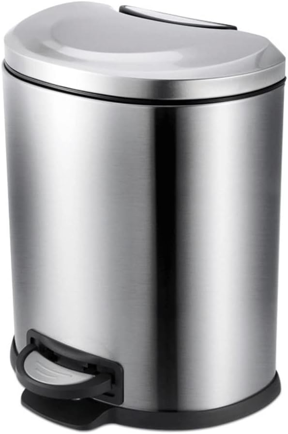 くずかご ステンレススチール 足操作式ゴミ箱 家庭用気密カバー 6リットル 容量 屋内古紙バスケット ゴミ箱