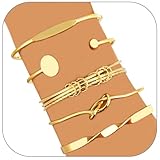 Fantasyon 5 Pièces Bracelet Femme, Réglable Empilable Chaîne Bracelets, Noeud d'amour Brac...