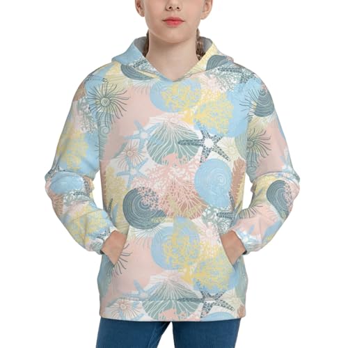 Corals and Seashells 1 Kids Pullover Hoodies Boys Sweatshirts Girls Athletic Clothes with Pocket
