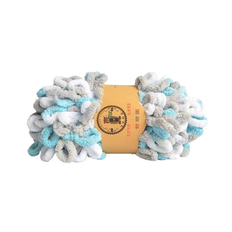 Przędza z pętelką na palec, 3 kulki Puffy Loop Przędza palcowa Wełniana plecionka ręczna Lina Knitting Gruba aksamitna tęczowa przędza(Ga)