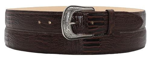 Silverton Men's Ostrich Leg Print Genuine Leather Western Style Brown Belt2