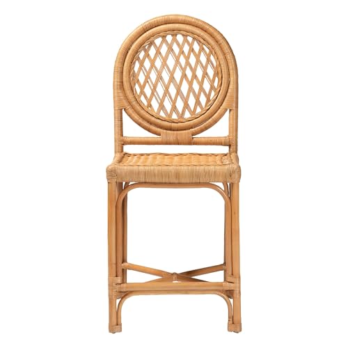 Silla Butaco Oxford de Ratán Natural Bali & Pari, con Espaldar Redondo y Diseño de Celosía Abierta, Altura para Isla, Individual miniatura 3