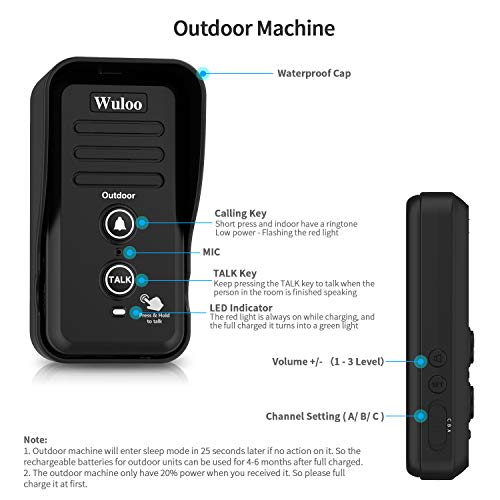 Image of Expandable fro Wuloo Wireless Intercom Doorbell, an Additional Outdoor Unit for Expanding Wuloo Doorbell System(Only Outdoor Unit, CAN NOT Work Without Indoor Unit)