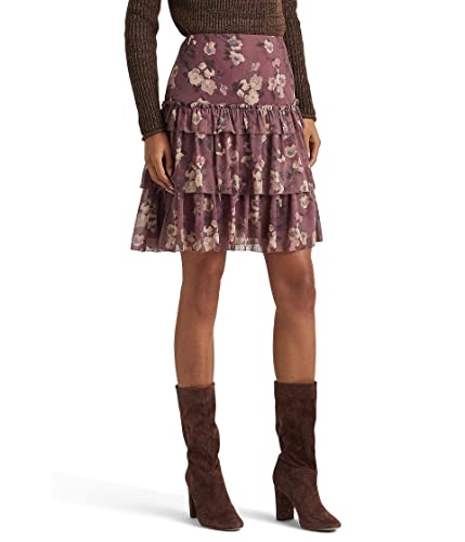 Lauren Ralph Lauren Floral Crinkle Georgette Miniskirt Purple Multi 16