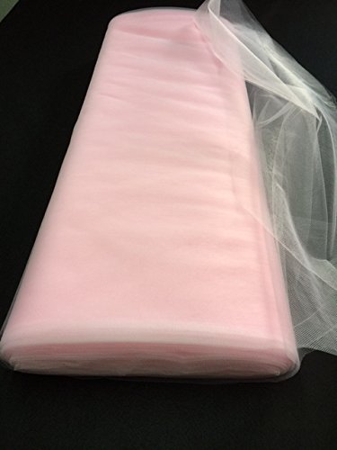 CREADETEX - Tulle souple fin mariage ROSE CLAIR CLAIRE PASTEL PALE grande largeur 300 cm au metre deco robe tutu
