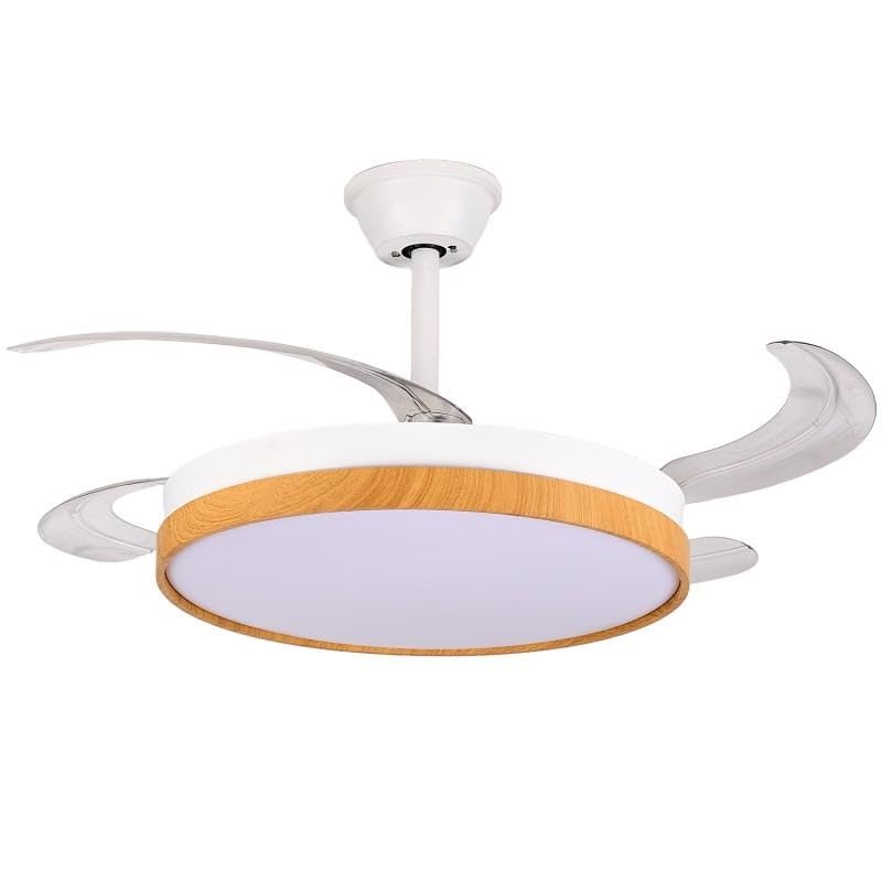 Ventilateur de plafond 4 pales rétractables pour ventiler et éclairer le salon