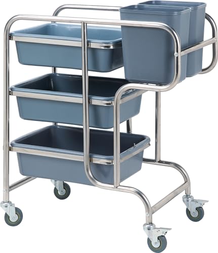 Carrello di servizio a 3 livelli in acciaio inossidabile su ruote, carrello multifunzionale per cucina e sala da pranzo, rimovibile, per ristorazione e ristorazione, per hotel, dimensioni 81 x 43 x 92