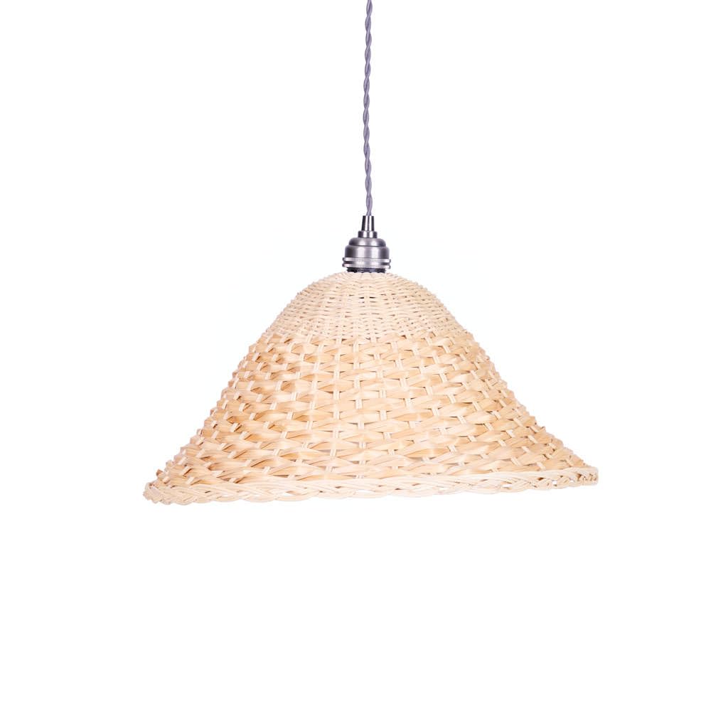 Rattan Lamp Shade Two Tone Beige Patterned Easy Fit Ceiling Light Shade Boho Rustic Mid-Century Pendant Light Lampshade Living Room Bedroom Hallway Kitchen Pendant Light Shade E27