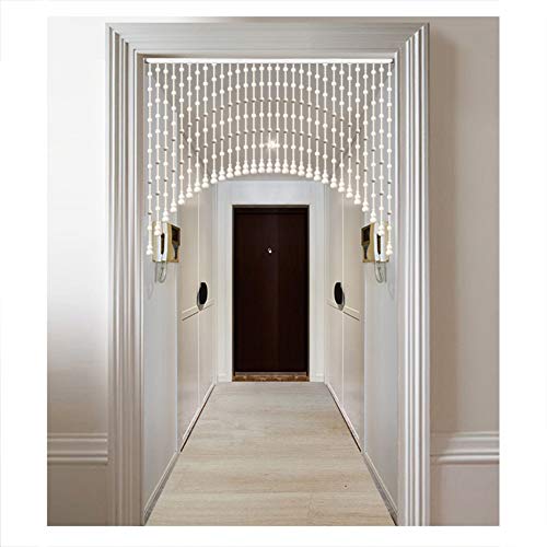 WENZHE Beaded Door Curtains for Doorways Wood Bead String Curtain for Room Dividers White - 21/25/31/35 Strand Home Entrance Hanging Decoration, Customizable