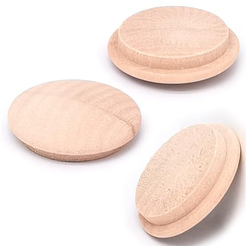 Image of 50pcs 30mmx25mm /1.1''x1''(Cover DiaxHole Dia) Stair Plugs,Beech Wood Screw Hole Covers,Button Top Screw Hole Plugs,Decorative Wooden for Woodworking