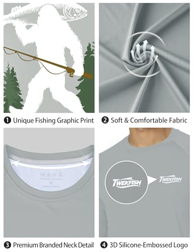 Image of Men's Rash Guard Long Sleeve, UPF 50+ UV Protection Sun Shirt, Quick Dry Lightweight T-Shirt for Fishing Swim Surf