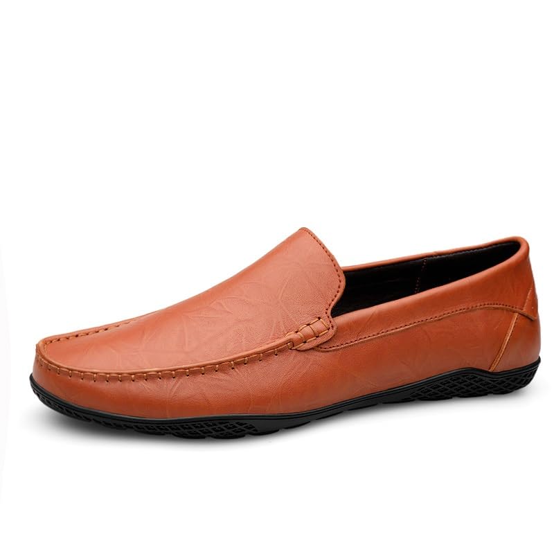 Loafers for Men Simple Round Toe Solid Color Leather Loafers Flexible Slip Resistant Lightweight Wedding Slip-on2