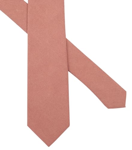 Image of BELLUNO Men's 2.5 inch Skinny Solid Cotton Linen Ties