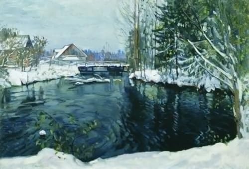 La premiere neige de Stanislav Joukovski peinture sur toile tableau pour salon apaisant
