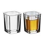 eispap Juego de 2 vasos de chupito transparentes de 2 onzas con barra de base pesada, vasos cuadrados de vidrio para vodka, tequila, whisky, licor (2)
