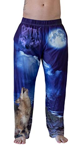 Collections Etc Unisex Howling Wolf Lounge Pants Multi-Colored Large - Main Image