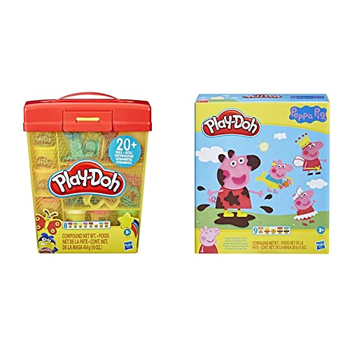 Play-Doh - Súper Maletín (Hasbro E90995L0) & Juego de diseño Peppa Pig de con 9 Botes de plastilina no tóxica, 11 Accesorios, Juguete de Peppa Pig para niños a Partir de 3 años