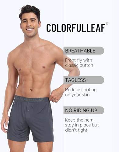 COLORFULLEAF Men's Boxer Shorts Underwear Soft Rayon Made from Bamboo Boxers for Men Packs Relaxed Summer Sleep Shorts2