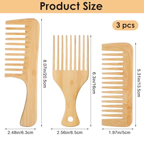 3 peines de madera para cabello y barba naturale miniatura 2