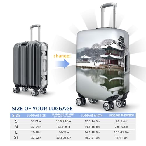 Elastic Travel Luggage Cover for Suitcase Tsa Approved Stretch Scratch-Resistant Suitcase Protector Cover Washable Korea Winter Lake Baggage Covers Fits 18-32 Inch Luggage Case2