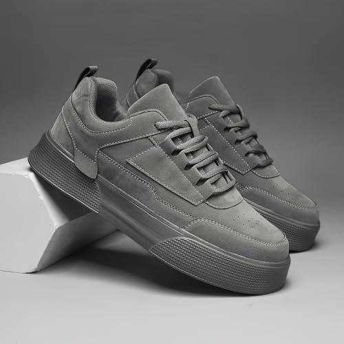 Plus Size Men's Stylish Thick Sole Skate Shoes - Solid Color, Lace-Up Casual Sneakers with Height Boost & Comfortable EVA Sole for All Seasons2