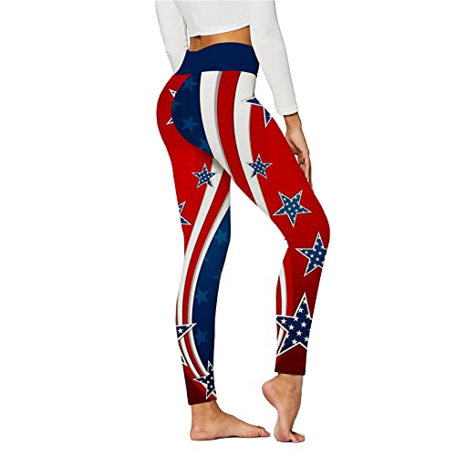 Patriotic Us American Flag High Waist Tummy Control Leggings Stars & Stripes American Independence Day Workout Tights