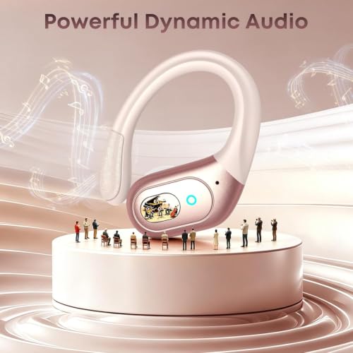 Image of sajawass Wireless Earbuds Bluetooth 5.4 Headphones, IPX7 Waterproof Earphones, Over-Ear Earphones, Noise Canceling Ear Buds with 75hr Playtime, LED Power Display for Sports /Workouts - Rose Gold