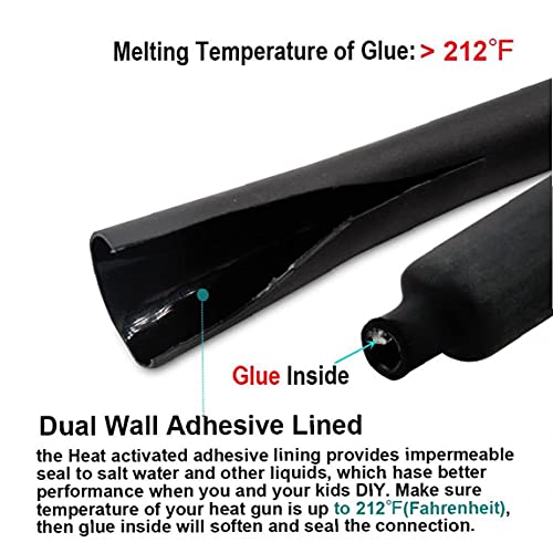 Crimp Terminals Butt Connectors Heat Shimp Tubes Wire Wrap Ratio 3: 1 Assortiment met opbergtas (6 maten, zwart) 130pcs - Image 5