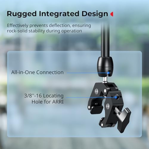Image of SMALLRIG Desktop Magic Arm Support with Crab-Shaped Clamp Kit, Aluminum Alloy, 24.3x4.5x1.1 in, 0.6lb Payload, for Smartphones, Webcams, Action Cameras, 5624