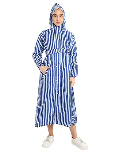 Image of FabSeasons Waterproof Long /Full Raincoat for Women with Adjustable Hood and Reflector at Back for Night Visibility. Pack Contains Top and Storage Bag