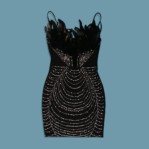 Image of PORRCEY Women's Sexy Elegant Rhinestone Bodycon Dress Hot Drilling Clubwear