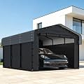 10 x 15 FT Weatherproof Metal Carport with Removable Sidewalls, Gray