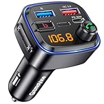 GizmoVine Bluetooth Car Adapter, FM Transmitter with Bass Boost, Wireless Hands-Free Call Kit, Audio Receiver, USB C QC PD 30W Fast Charger, 12V Cigarette Lighter, U Disk MP3 Music Player