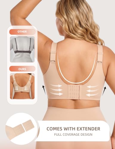 Image of PoseFree Jelly Bras for Women No Underwire, Supportive Wireless Comfort Bra, Full Coverage Back Smoothing Bra