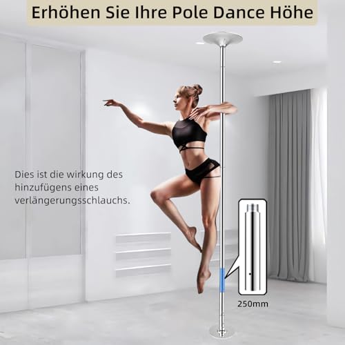Image of Pole Extension for Pole Dancing 45mm - 125 /250 /500mm Dancing Pole Extension, Easy to Install, Smooth Connection Chrome Extension for Dance Pole (Silver, 500 Millimeters)