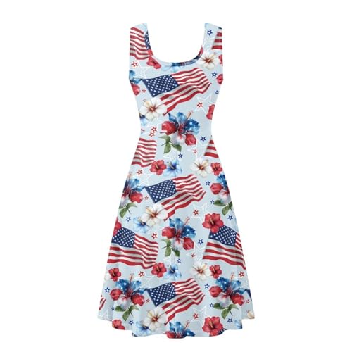 Image of Dreaweet Casual Sleeveless Dresses for Women Girls, Round Neck Tank Dresses with Pockets Summer Sundress Size XS-4XL