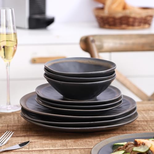 Image of Stone Lain Serafina Stoneware 16-piece Round Dinnerware Set, Grey