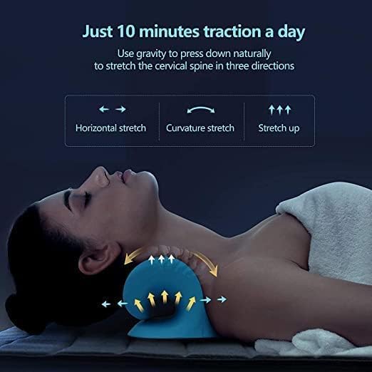 Image of Advance Neck Support Stretcher for Pain | Neck Pain Relief Product | Cervical Traction Device | Neck and Shoulder Relaxer | Massage Relaxer Accupressure Chiropratice (Blue,Women)