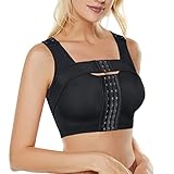 女性フロント乳房サポートブラ インプラント スタビライザー 手術後の圧縮下着 豊胸ブラレット (Color : Black, Size : L)