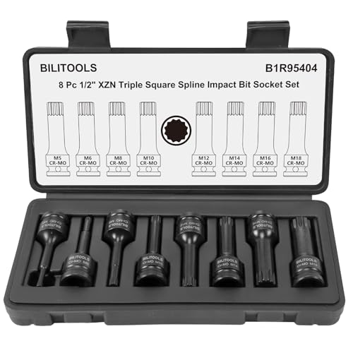 BILITOOLS 8-tlg. 1/2 XZN Vielzahn Kraft Schlag-Bit-Steckschlüssel-Satz (M5-M18) einteilige Cr-Mo Stahl Steckschlüsseleinsätze Werkzeug KFZ
