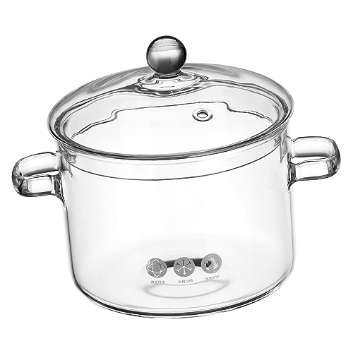 OFFSCH Cacerola de Vidrio Borosilicato Tapa Olla para Sopa y Fideos Instantáneos Resistente al Calor Uso Doméstico para Cocinar Verduras y