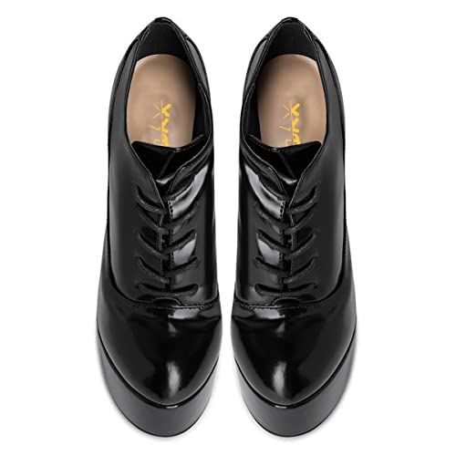 XYD Women Autumn Round Toe Platform Lace Up Ankle Stiletto High Heels Fashion Strappy Pumps Ladies Night Club Party Evening Prom Dress Shoes4