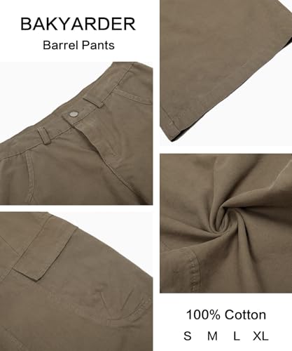 Unisex Vintage Wide Leg Jeans Barrel Style Multi-Pocket Cargo Pants Casual Streetwear Trousers3