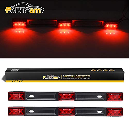 Partsam 2Pcs Truck Trailer ID Light Bar 3-lamp 9 LED [IP67 Submersible] Motorcycle Utility Marine Boat Trailers Identification Running Marker ID Rear Trailer Tail Light Bar