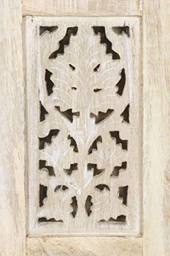 Marokkanischer Tisch Beistelltisch aus Holz Ashkar Weiss ø 45cm groß rund | Orientalischer runder Hocker Blumenhocker… – Bild 5