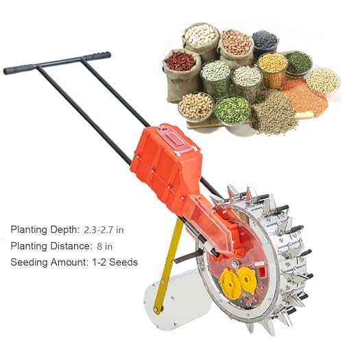Gartensäer-Reihen-Pflanzmaschine, Hand-Schiebe-Seeder-Maschine w / 16 Löcher-Reihen-Sä- und Düngemittel-Applikator, für die Aussaat von Samen, Mais, Sojabohnen, Erdnüsse, Mungbohnen, Sonnenblume