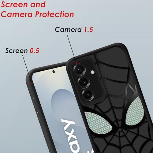 Image of Stylish Spider Back Case Cover Compatible for Samsung Galaxy S24 5G | Spidey Face Mask Case | Soft Silicone | Camera & Full Body Protection | Shock Proof | (Black)
